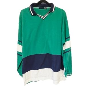 Industrial Rags Vintage 90's Green and Navy Colorblock Men's Polo Size XL
